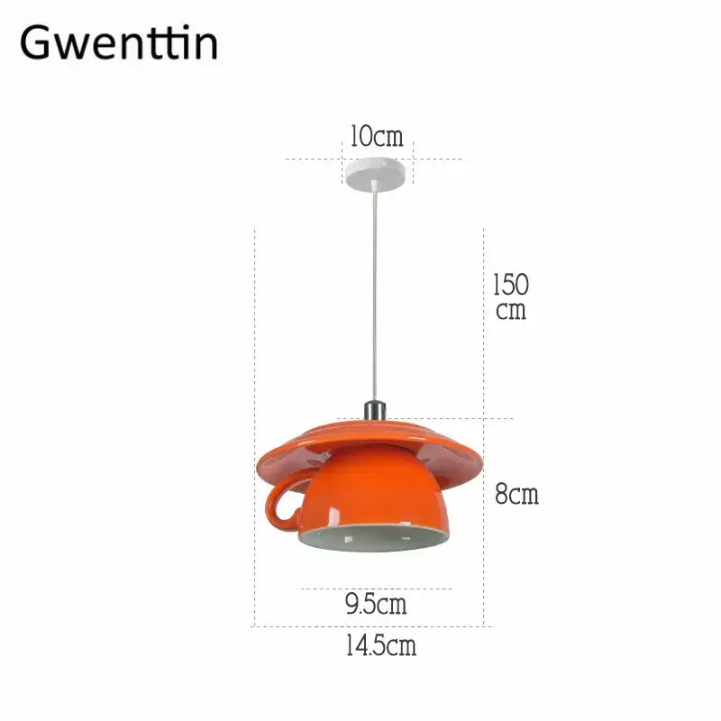 Modern vibrant ceramic cup pendant lights kitchen hanging decor