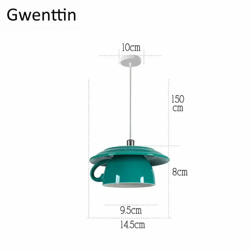Modern vibrant ceramic cup pendant lights kitchen hanging decor