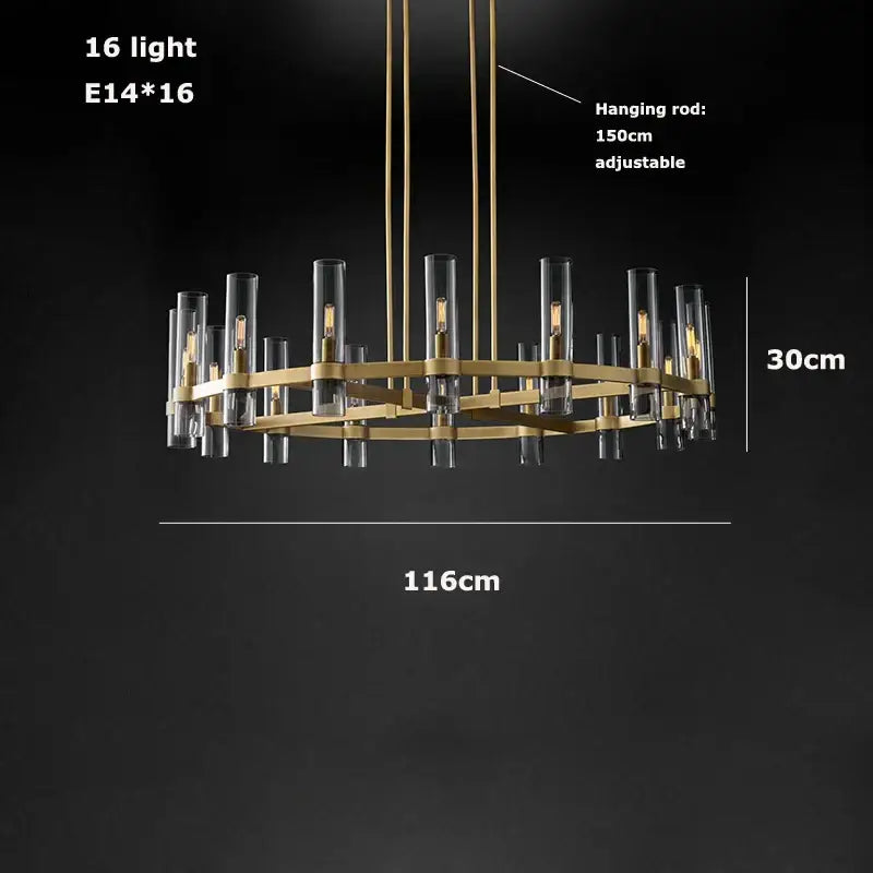 Modern vintage gold 2-layer chandelier lighting for dining room
