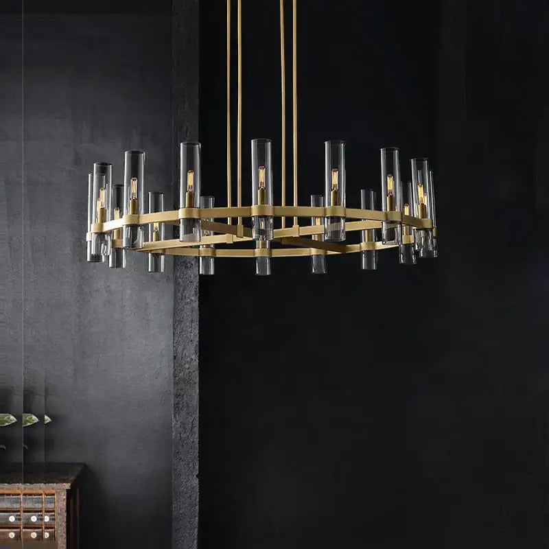 Modern vintage gold 2-layer chandelier lighting for dining room
