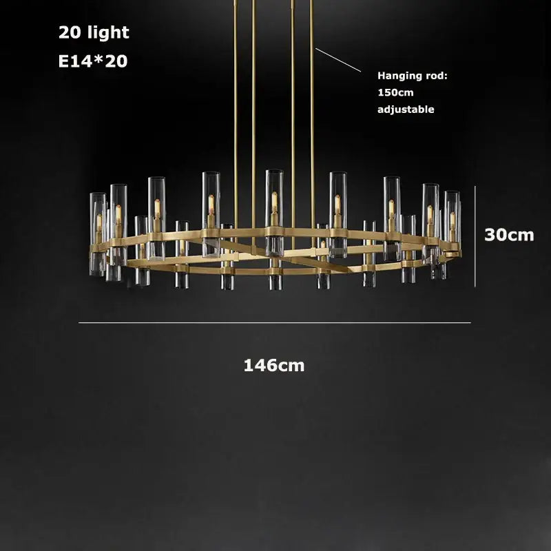 Modern vintage gold 2-layer chandelier lighting for dining room