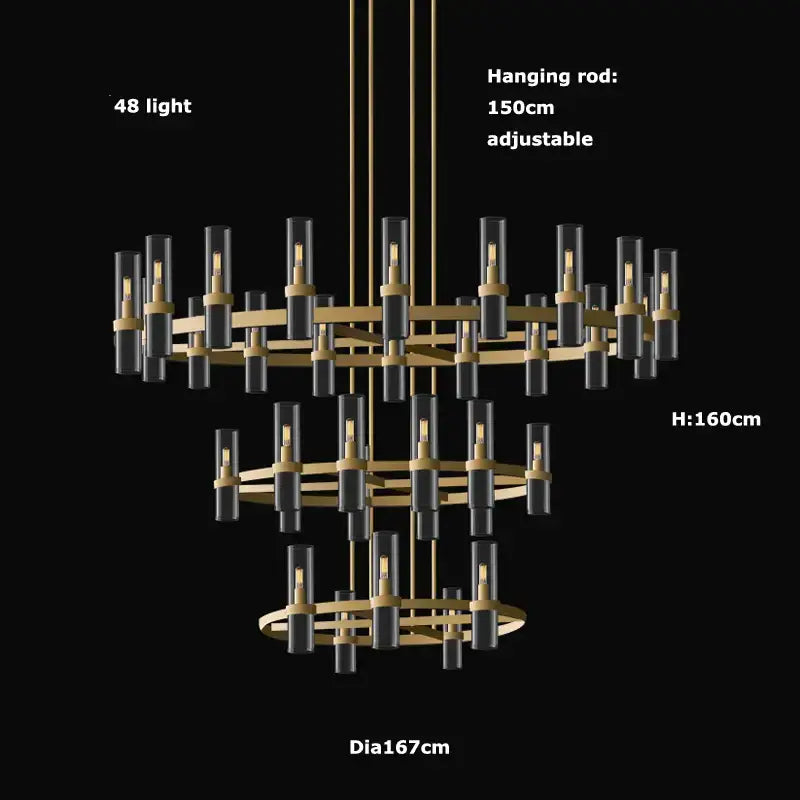 Modern vintage gold 2-layer chandelier lighting for dining room