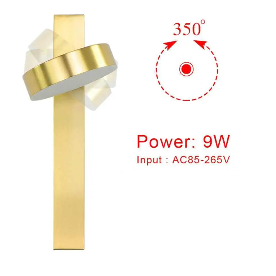 Modern gold minimalist wall sconces – bedroom adjustable light