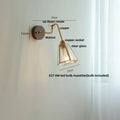 Modern walnut and brass clear glass led wall sconce stair light