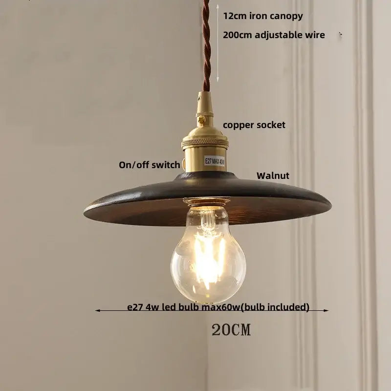 Modern walnut wood and clear glass cube pendant light dining room