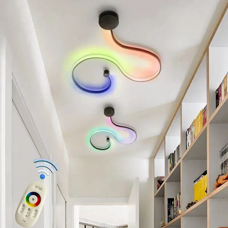 Modern wave black rgb led wall lights living room decor