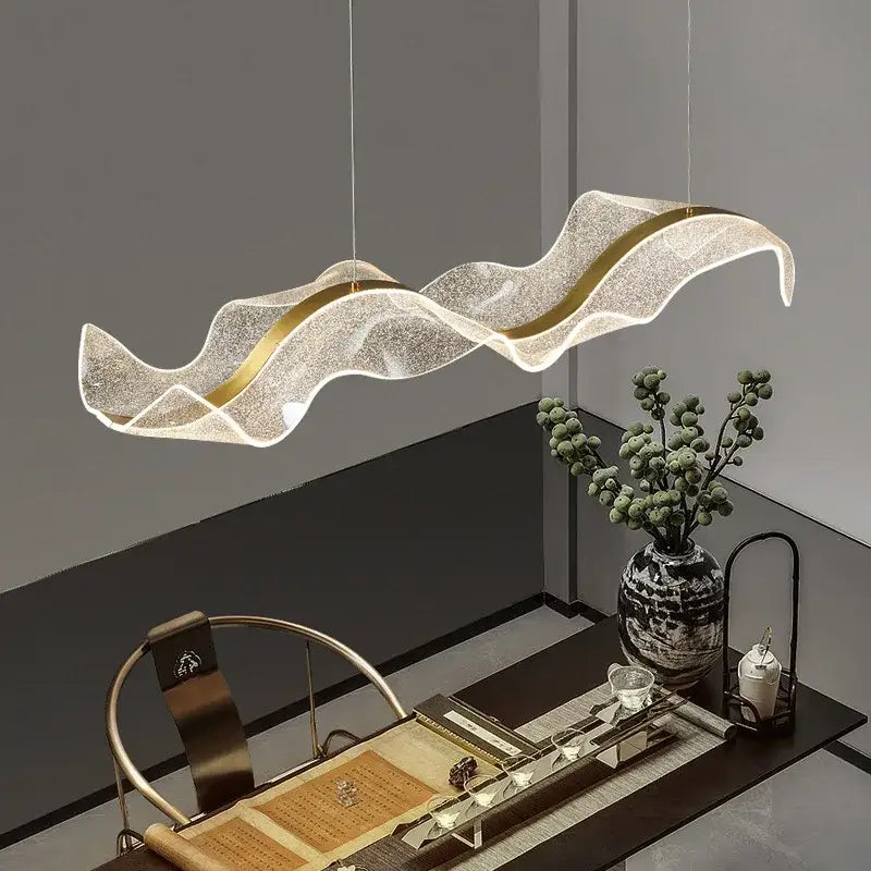 Modern wave gold acrylic led pendant light dining room
