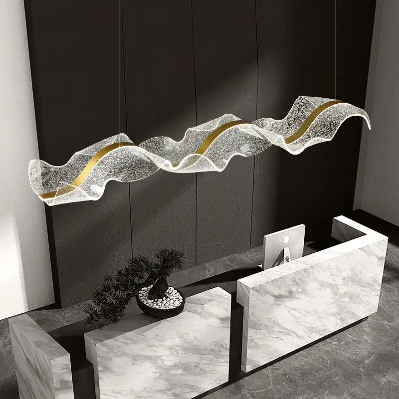 Modern wave gold acrylic led pendant light dining room