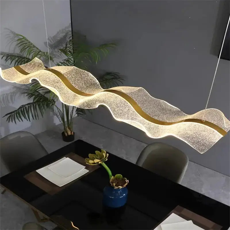 Modern wave gold acrylic led pendant light dining room