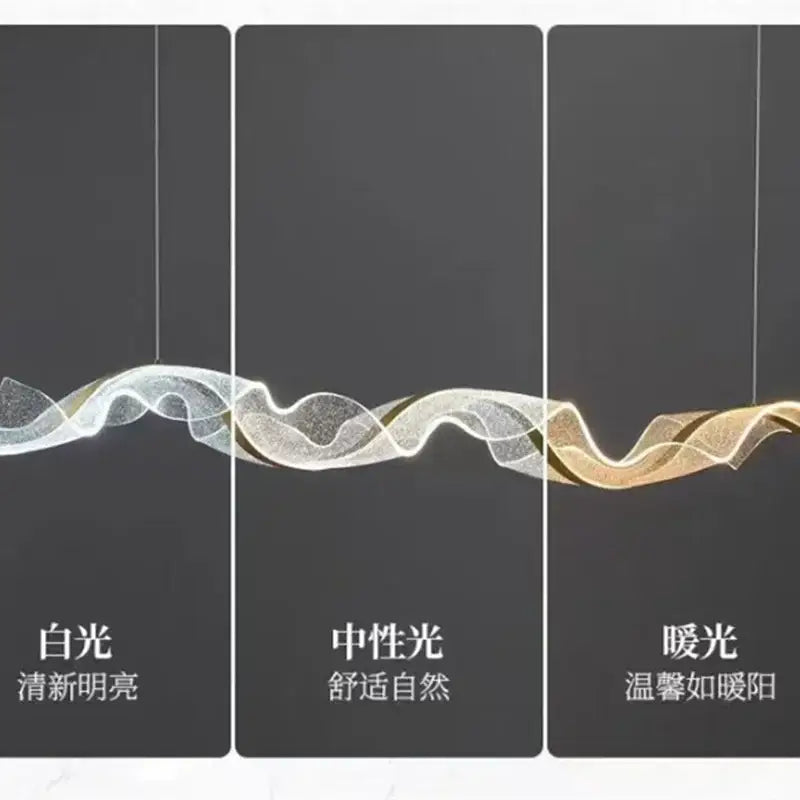 Modern wave gold acrylic led pendant light dining room