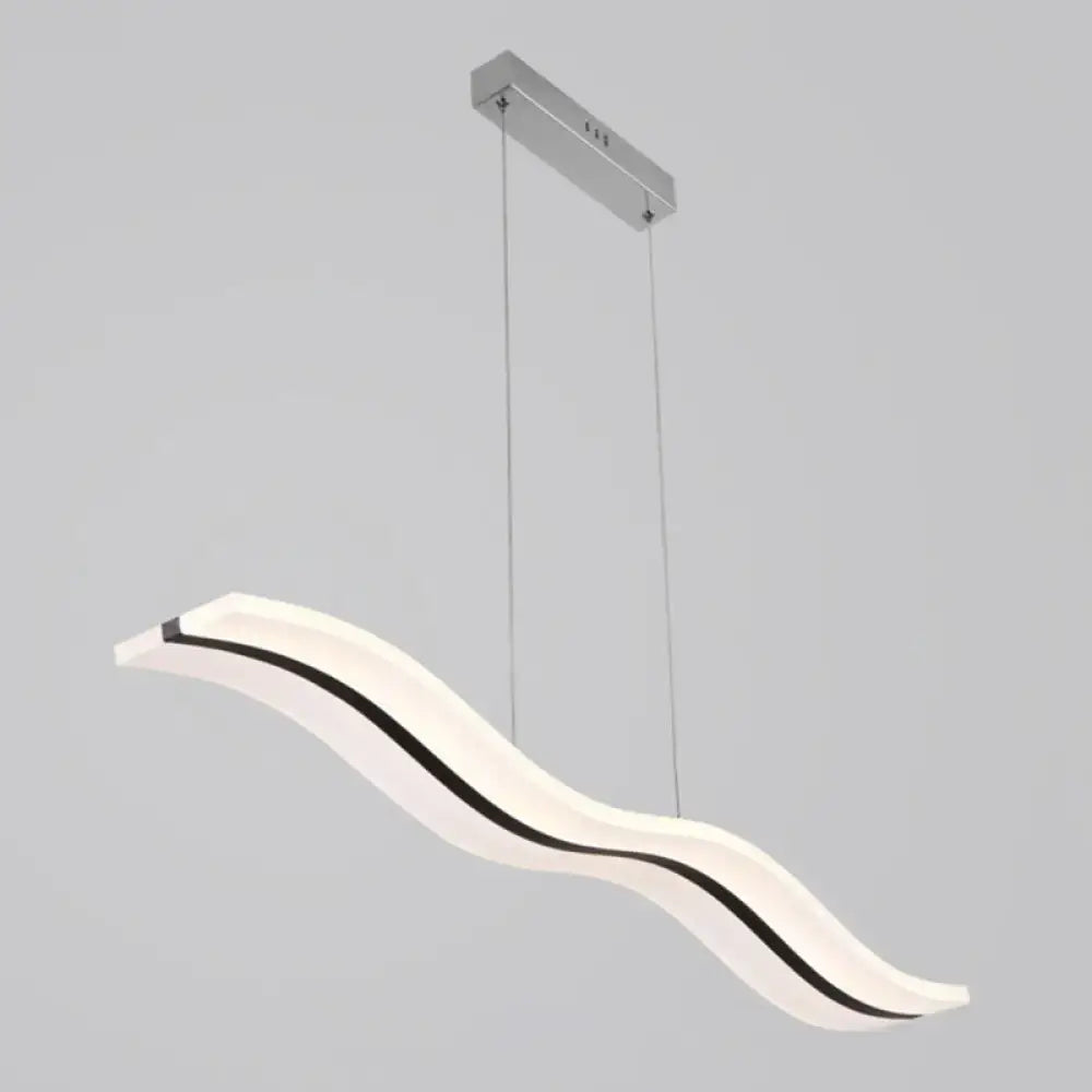 Modern wave white led pendant light – dining room chrome fixture
