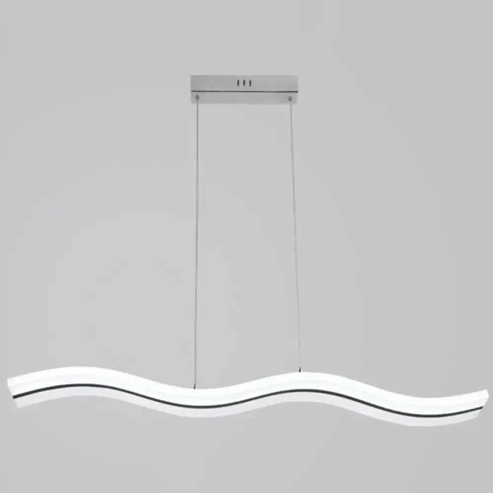 Modern wave white led pendant light – dining room chrome fixture