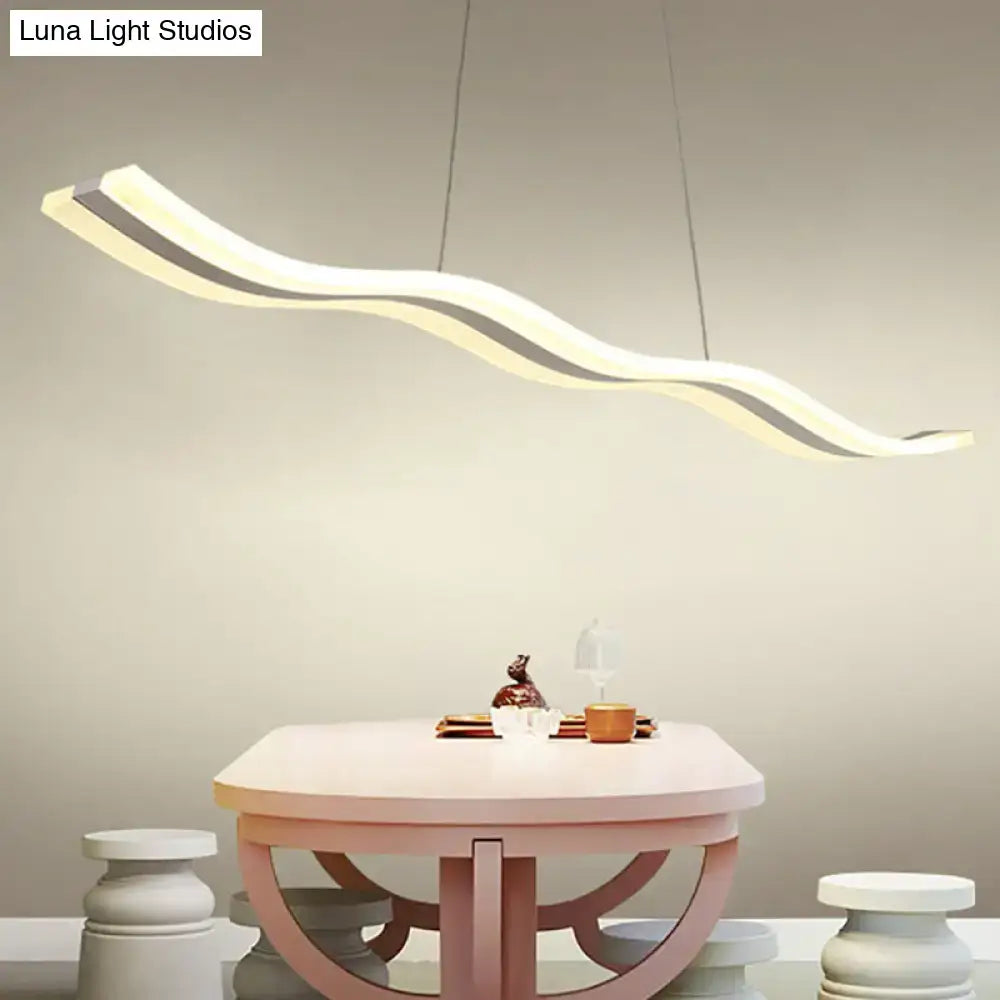Modern wave white led pendant light – dining room chrome fixture