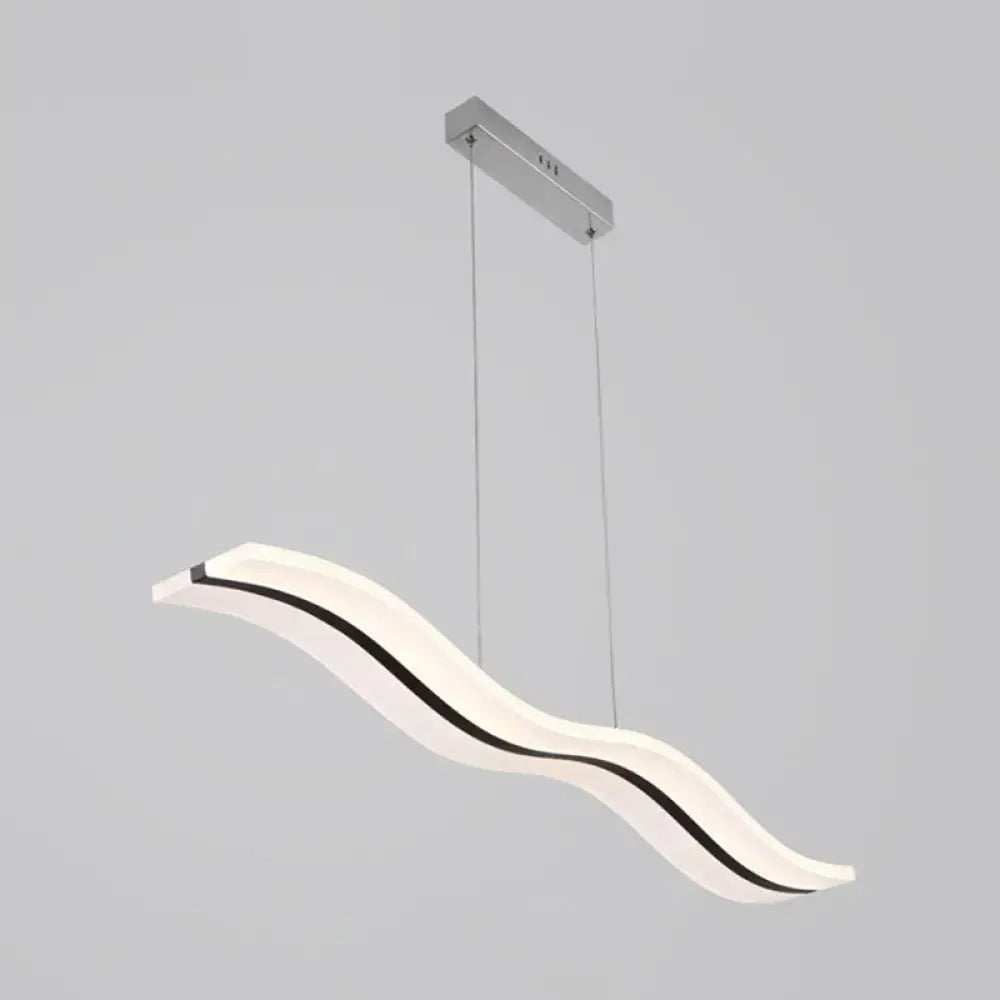 Modern wave white led pendant light – dining room chrome fixture