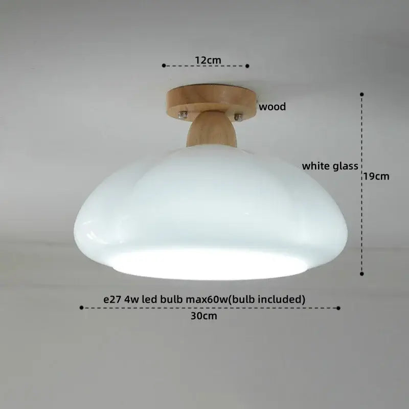 Modern wavy frosted glass decorbites led wood ceiling lamp bedroom