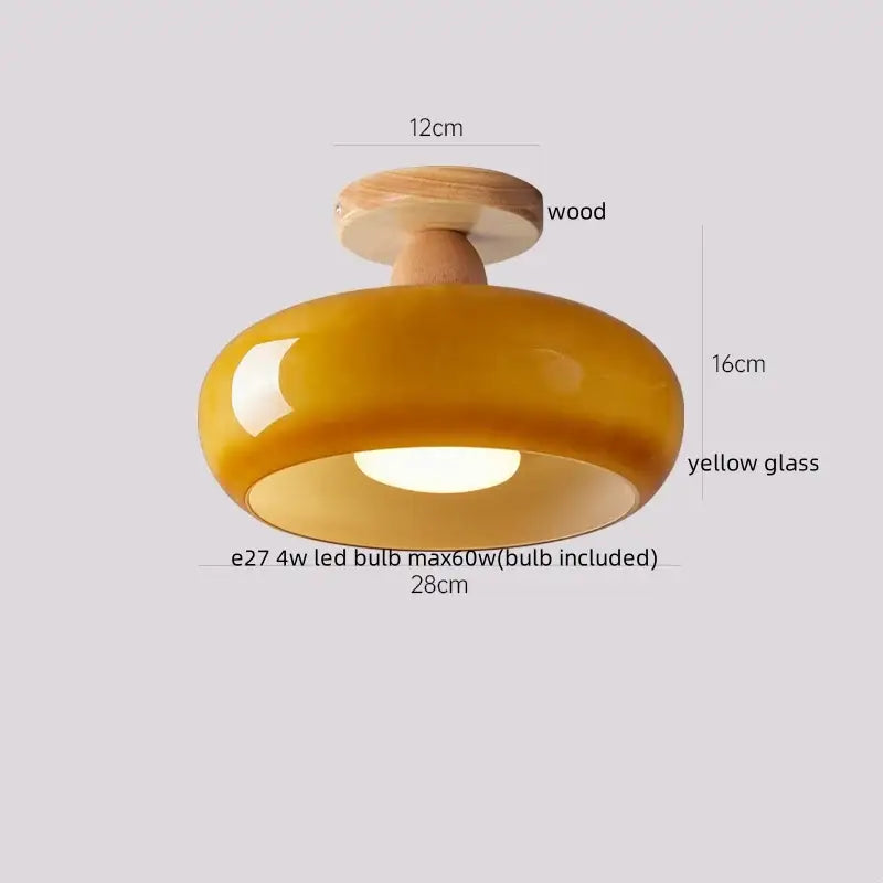 Modern wavy frosted glass decorbites led wood ceiling lamp bedroom