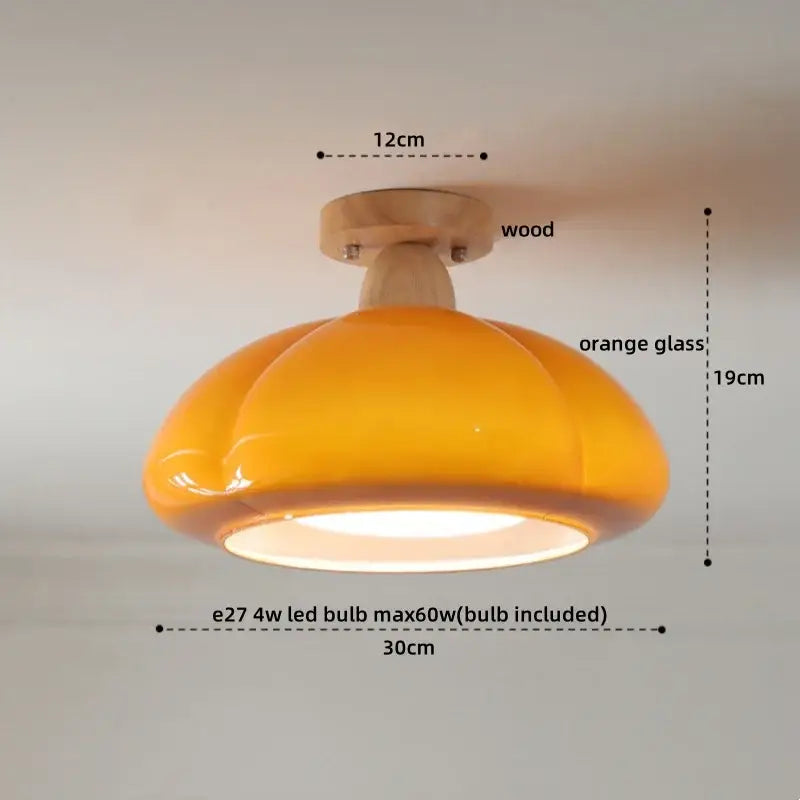 Modern wavy frosted glass decorbites led wood ceiling lamp bedroom