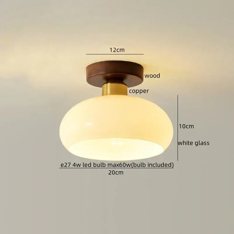 Modern wavy frosted glass decorbites led wood ceiling lamp bedroom