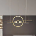 Modern wavy gold led pendant light for dining room warm white