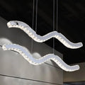 Modern wavy silver stainless steel hanging light kitchen fixture