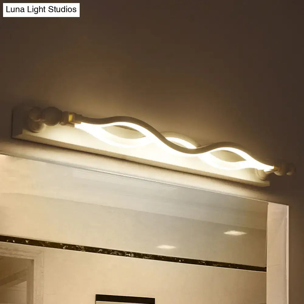 Modern wavy white twist acrylic vanity sconce bedroom wall light
