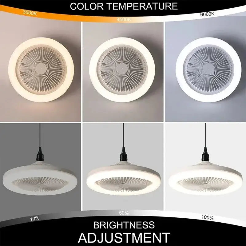 Modern white 2-in-1 ceiling fan with remote control bedroom light