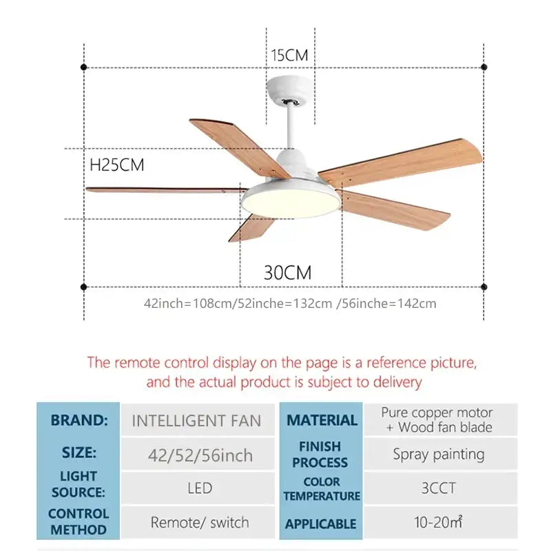Modern white 5 blade wooden ceiling fan light bedroom with remote