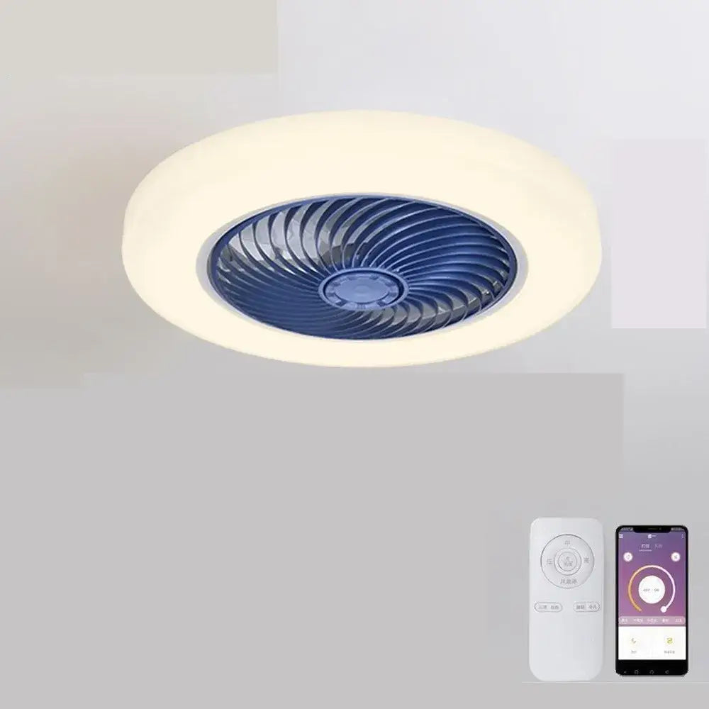 Modern white 52cm smart ceiling fan with remote control bedroom light