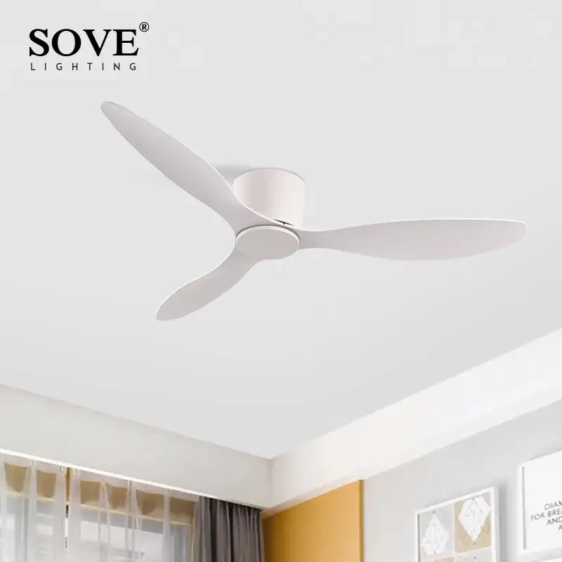 Modern white 6-speed dc motor ceiling fan with remote control bedroom