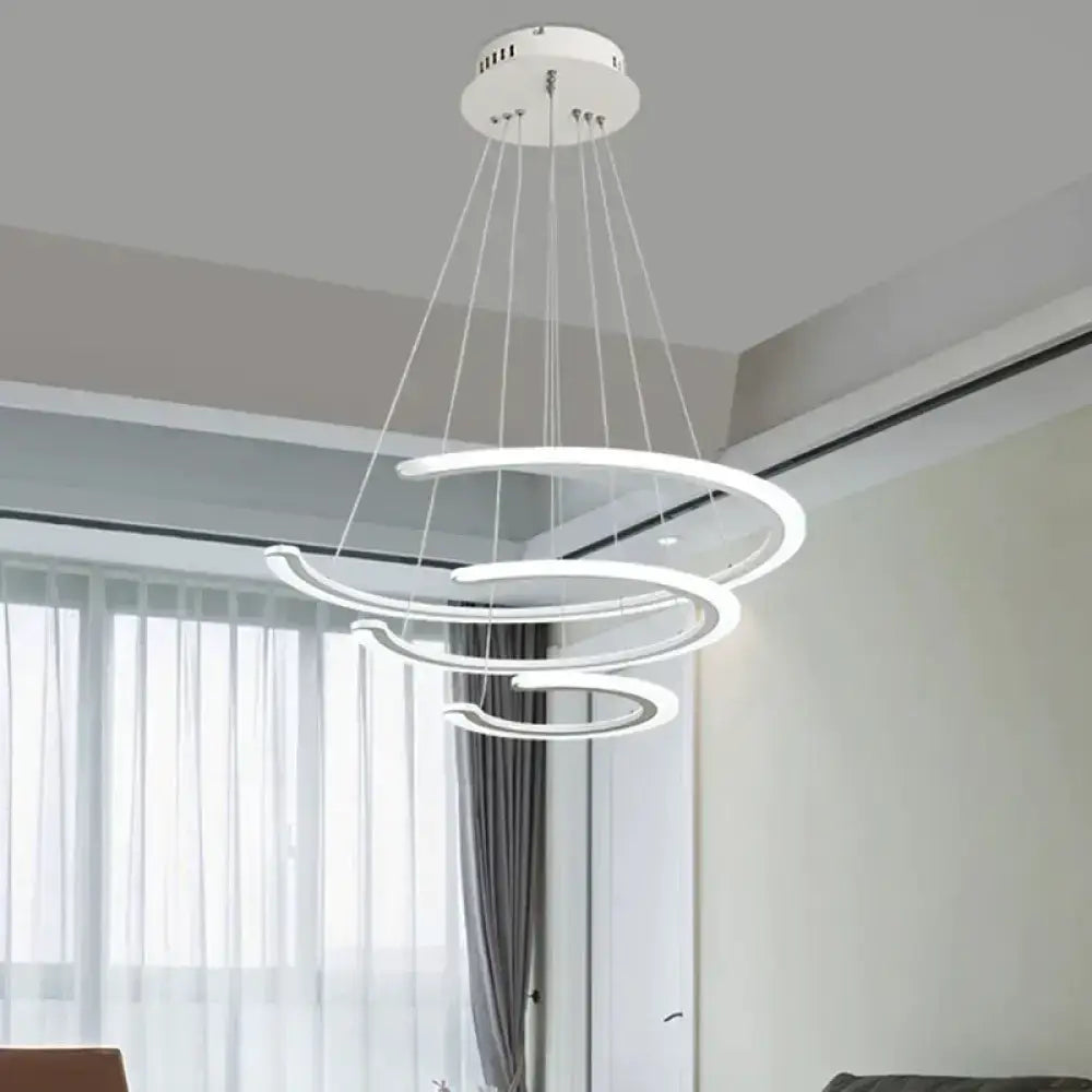 Modern white acrylic led ring dining room chandelier pendant light