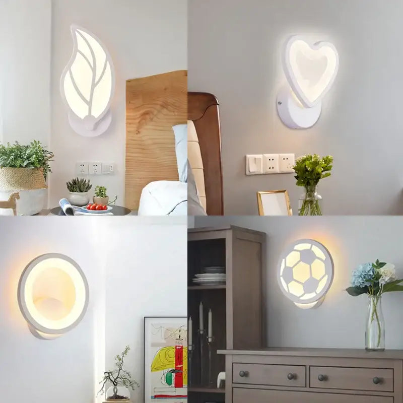 Modern white acrylic led wall sconce – childrens bedroom decor