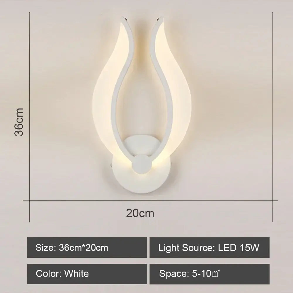 Modern white acrylic led wall sconce light for bedroom corridor