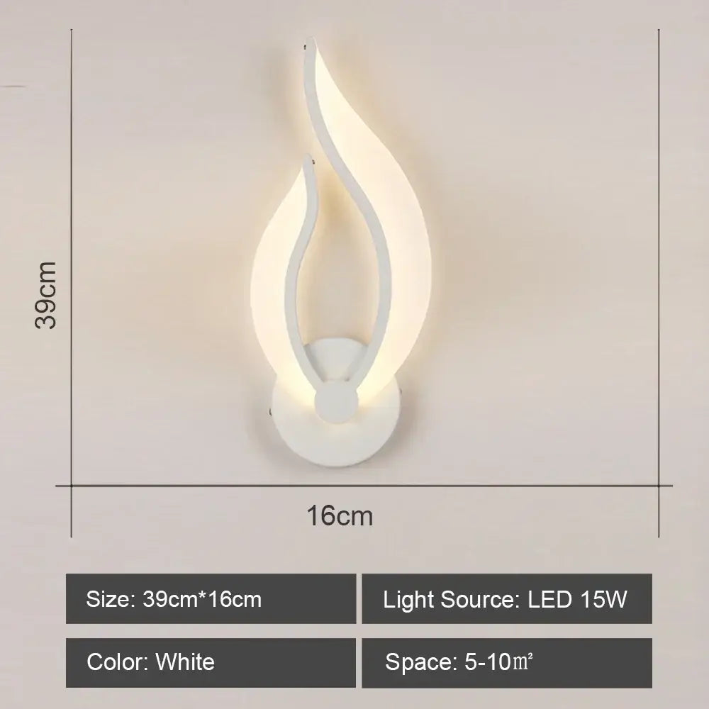 Modern white acrylic led wall sconce light for bedroom corridor
