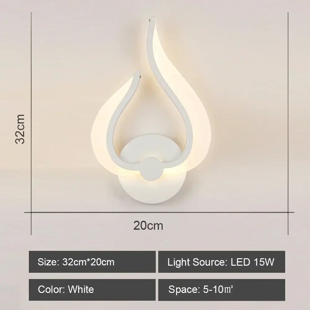 Modern white acrylic led wall sconce light for bedroom corridor
