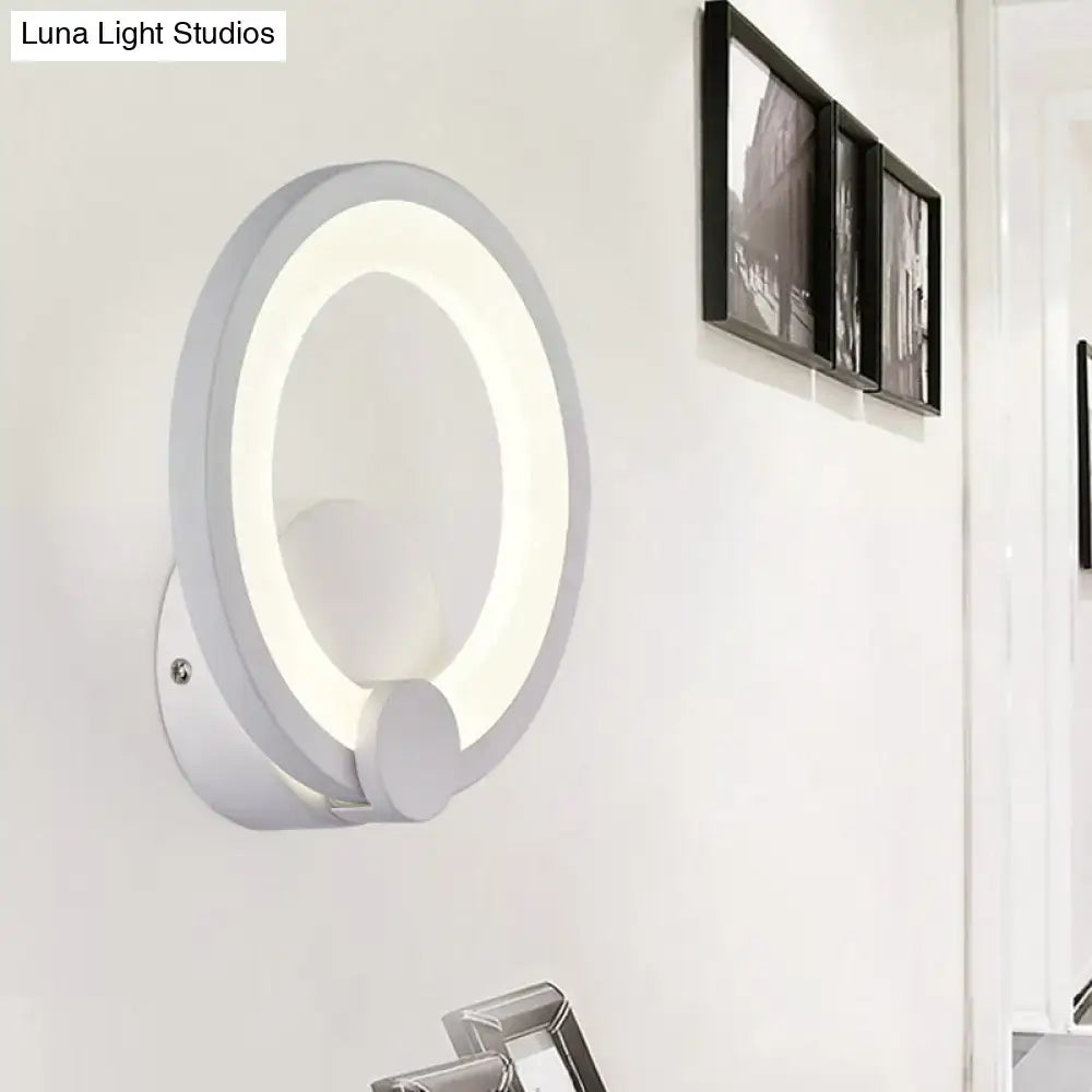 Modern white acrylic sconce light bedroom circular wall lamp