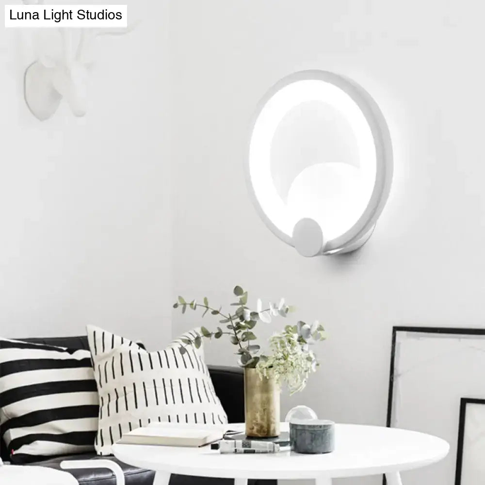 Modern white acrylic sconce light bedroom circular wall lamp