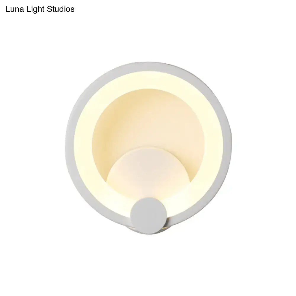 Modern white acrylic sconce light bedroom circular wall lamp