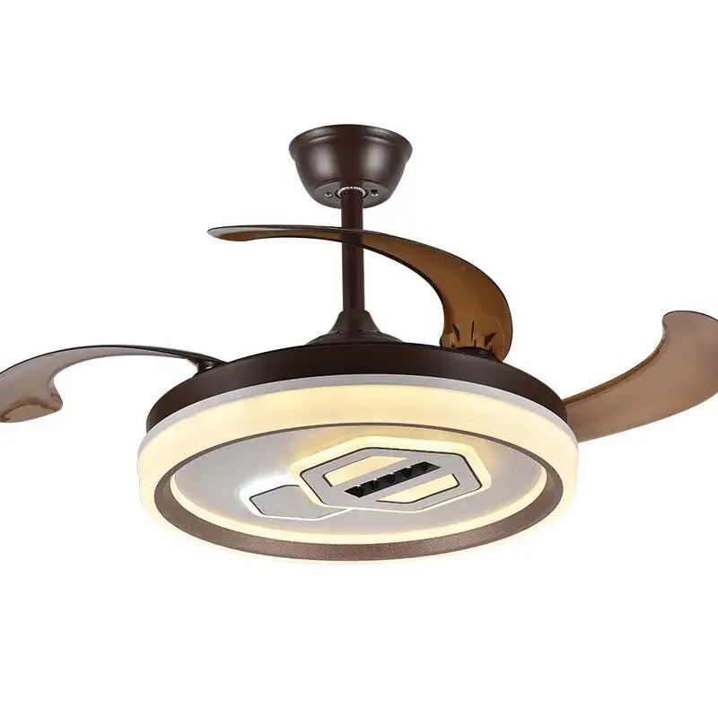 Modern white adjustable blade ceiling fan – living room led light