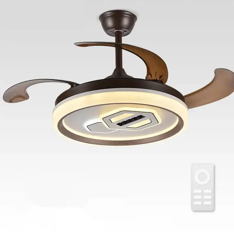 Modern white adjustable blade ceiling fan – living room led light