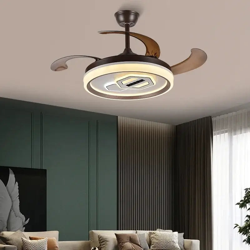 Modern white adjustable blade ceiling fan – living room led light