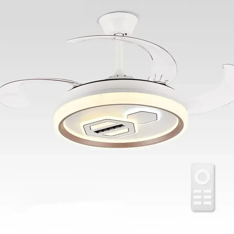 Modern white adjustable blade ceiling fan – living room led light