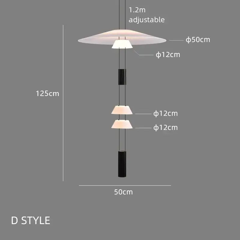Modern white and black circular pendant light dining room tiered design