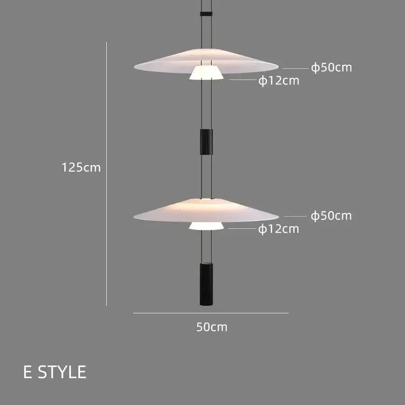 Modern white and black circular pendant light dining room tiered design