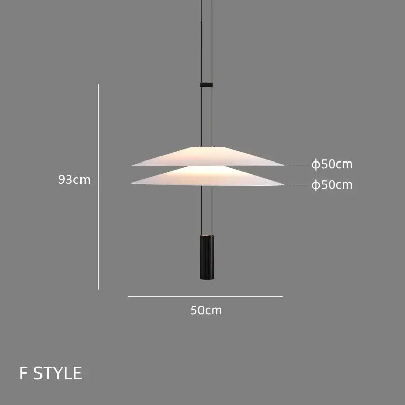 Modern white and black circular pendant light dining room tiered design