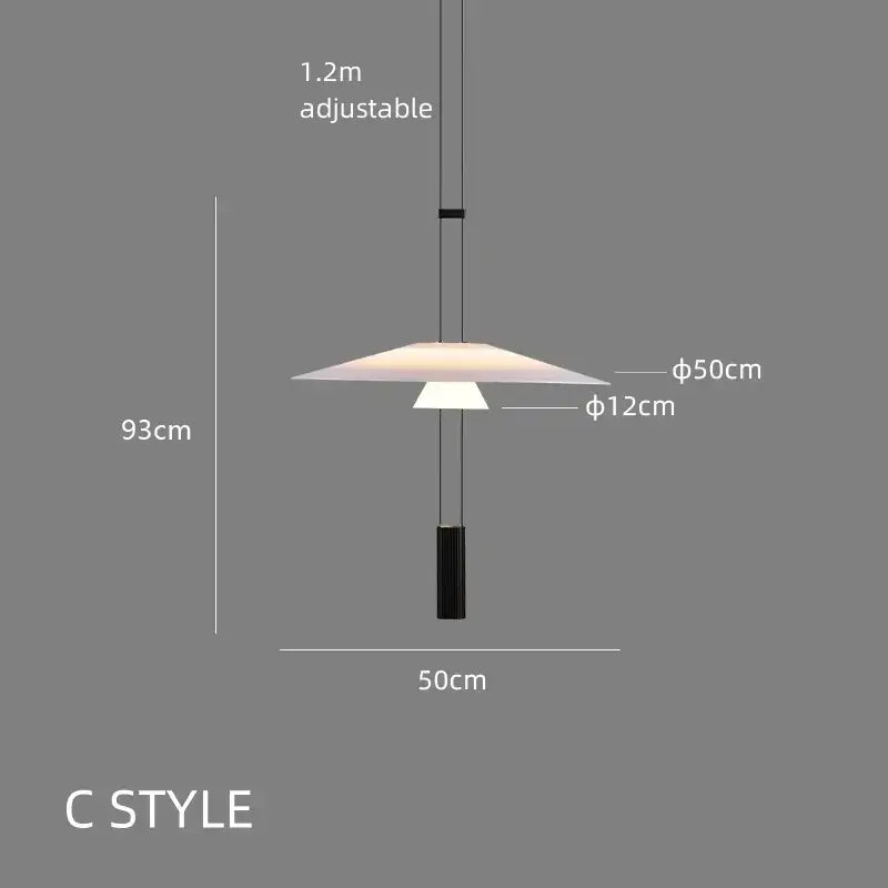 Modern white and black circular pendant light dining room tiered design