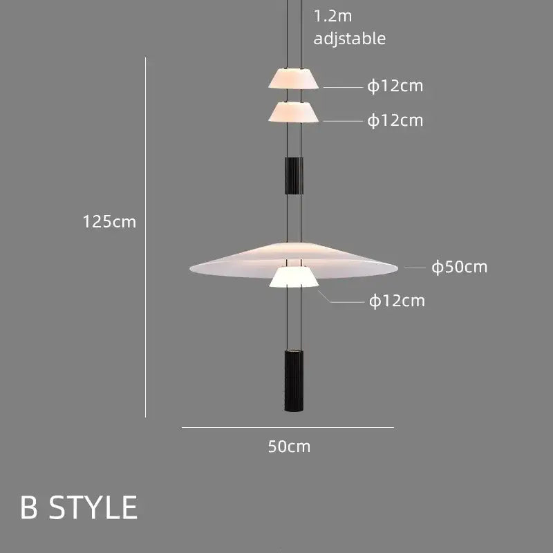 Modern white and black circular pendant light dining room tiered design