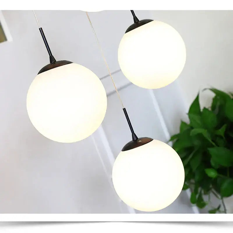 Modern white and black cream glass ball chandelier for staircase