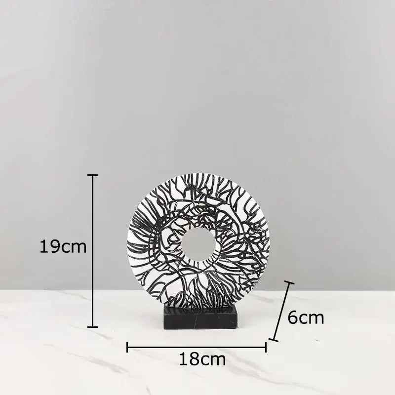 Modern white and black floral decorbites circle ornament living room