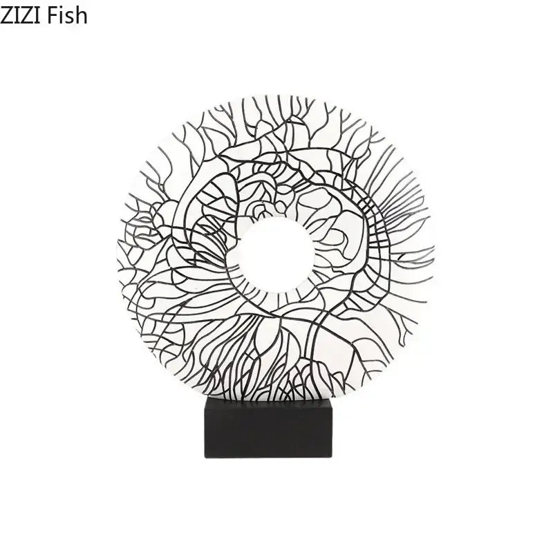 Modern white and black floral decorbites circle ornament living room