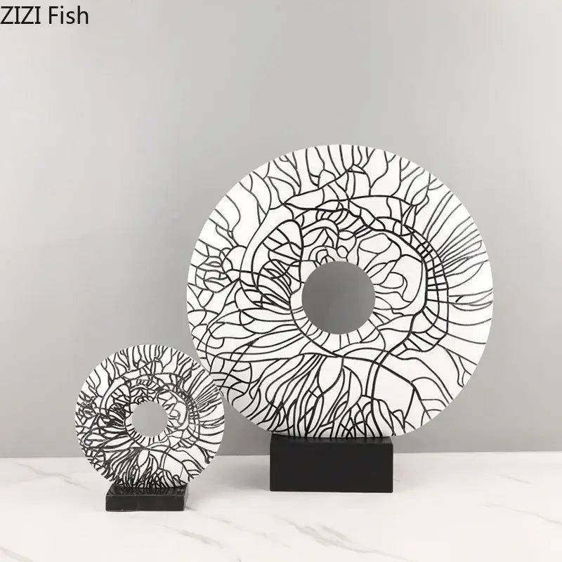 Modern white and black floral decorbites circle ornament living room